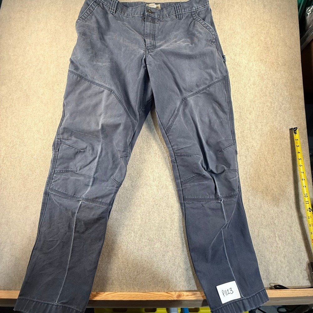 LL Bean Katahdin Iron Works Nor'Easter Cotton Utility Pants Blue 38x34 Workwear